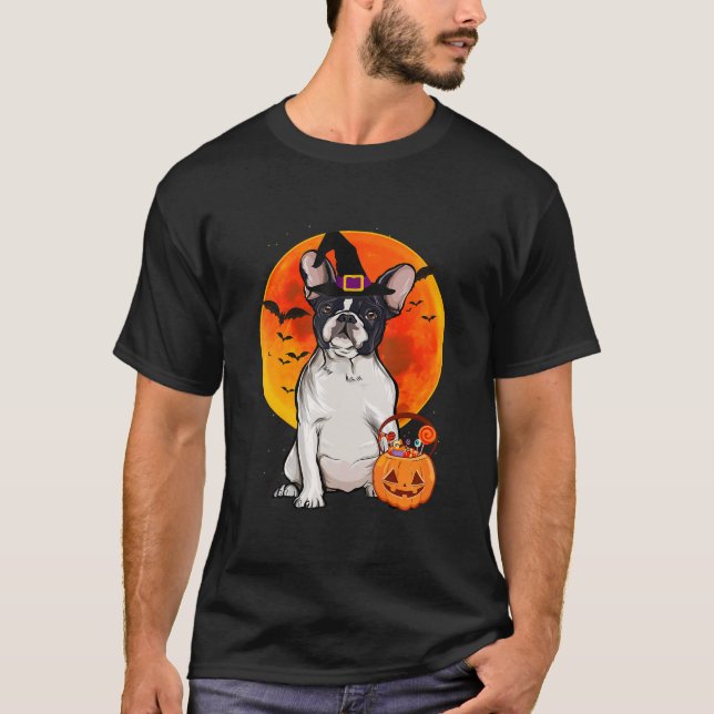 French Bulldog Halloween Kürbislaterne Pumpkin T-Shirt (Vorderseite)