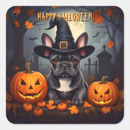 French Bulldog Halloween Quadratischer Aufkleber