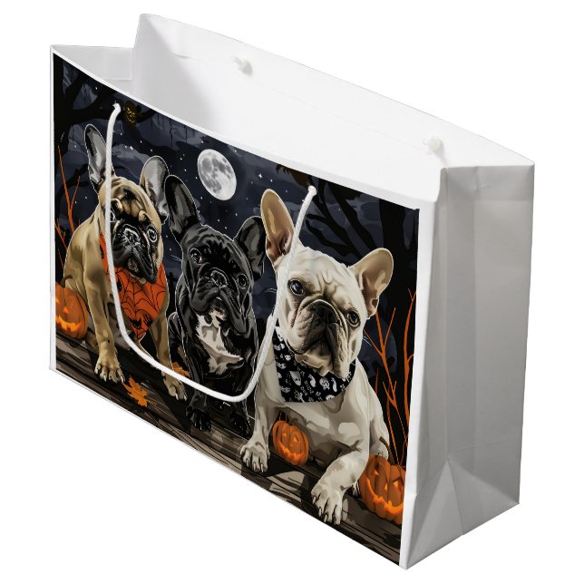French Bulldog Halloween Spooky Große Geschenktüte (Vorderseite Schrägansicht)