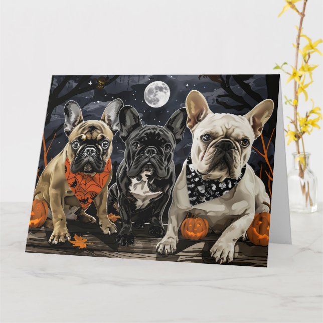 French Bulldog Halloween Spooky Karte (Gelbe Blume)