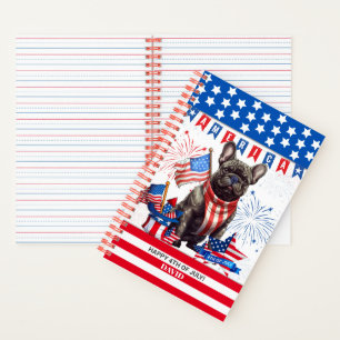 French Bulldog Happy 4th July America Patriotic Notizbuch