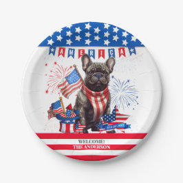 French Bulldog Happy 4th July America Patriotic Pappteller