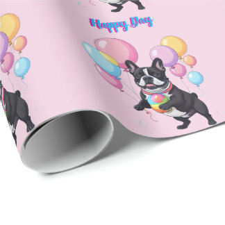 French Bulldog Happy Day Französische Bulldogge  Geschenkpapier