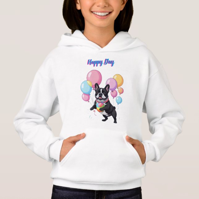 French Bulldog Happy Day Französische Bulldogge  Hoodie (Vorderseite)