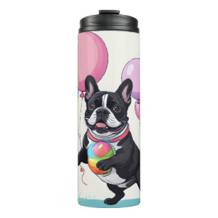 French Bulldog Happy Day Französische Bulldogge  Thermosbecher