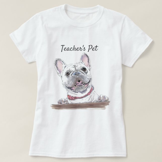 French Bulldog Happy Dog Zeichne Personalisiert T-Shirt (Design vorne)