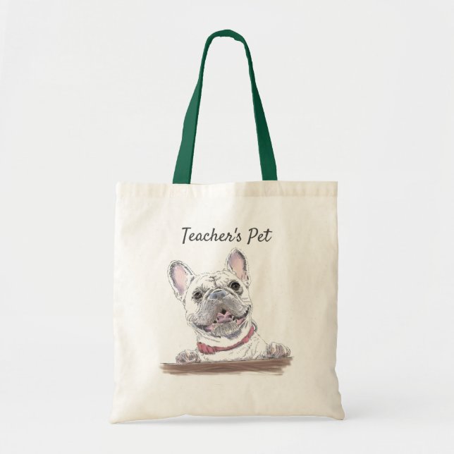 French Bulldog Happy Dog Zeichne Personalisiert Tragetasche (Vorne)