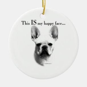French Bulldog Happy Face Keramik Ornament