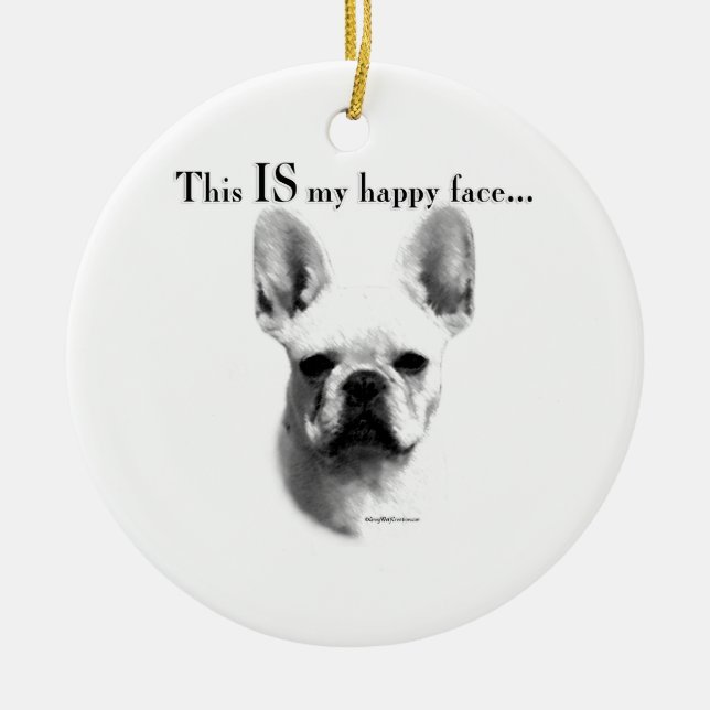 French Bulldog Happy Face Keramik Ornament (Vorne)