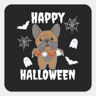 French Bulldog Happy Halloween Hunde Kostüm Quadratischer Aufkleber