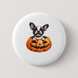 French Bulldog Happy Halloween Kürbis Classic T-S Button