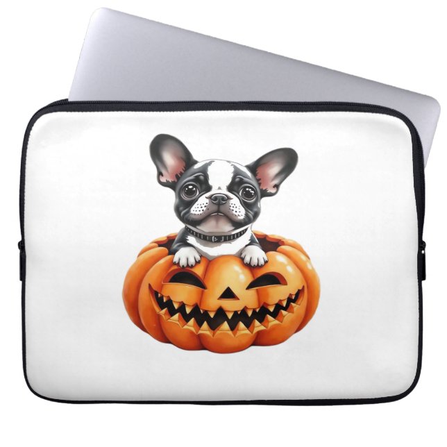 French Bulldog Happy Halloween Kürbis Classic T-S Laptopschutzhülle (Vorderseite)