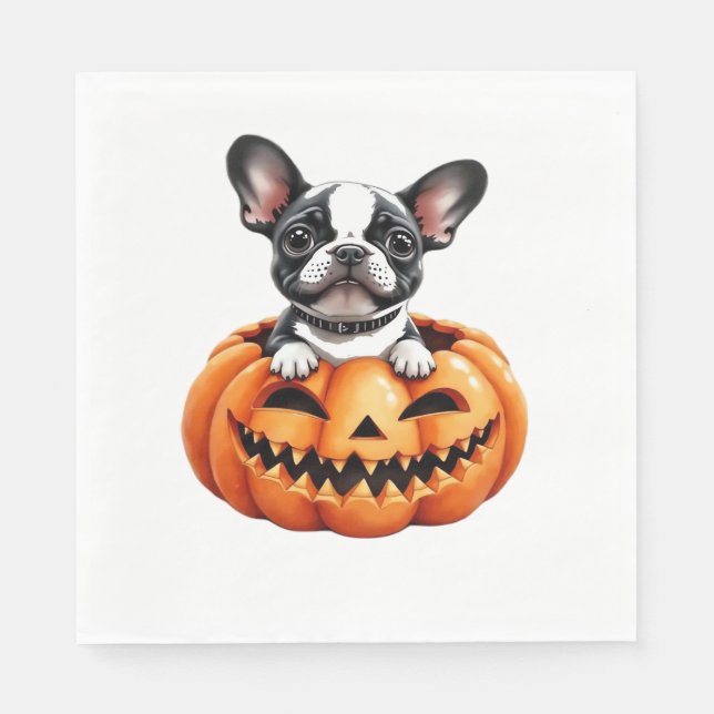 French Bulldog Happy Halloween Kürbis Classic T-S Serviette (Vorderseite)