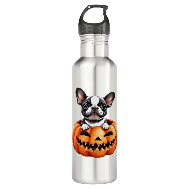 French Bulldog Happy Halloween pumpkin Classic T-S Edelstahlflasche (Vorderseite)