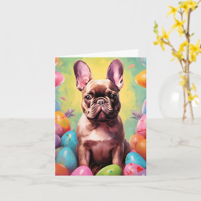 French Bulldog Happy Oaster Karte (Gelbe Blume)