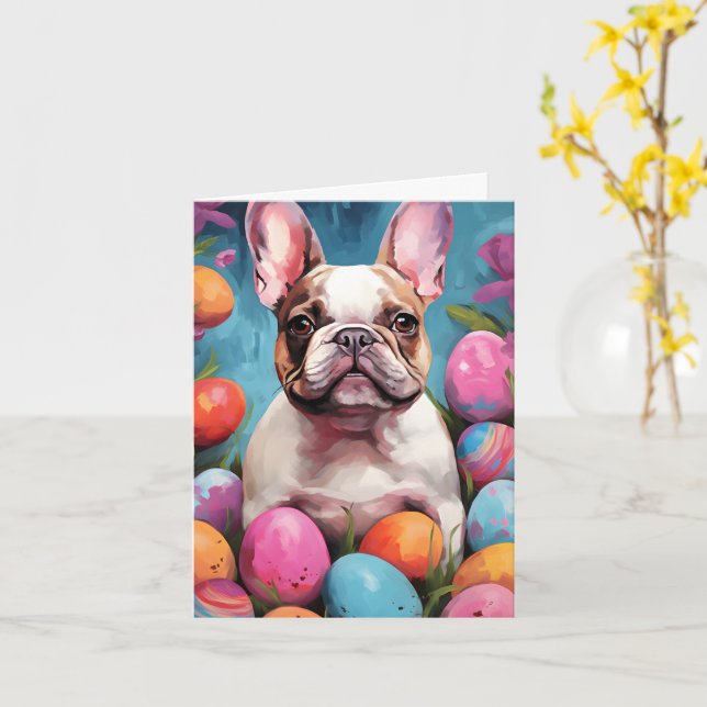 French Bulldog Happy Oaster Karte (Gelbe Blume)