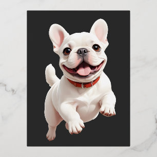 French Bulldog Happy Playful Fun Jumping Joyful Folien Feiertagspostkarte