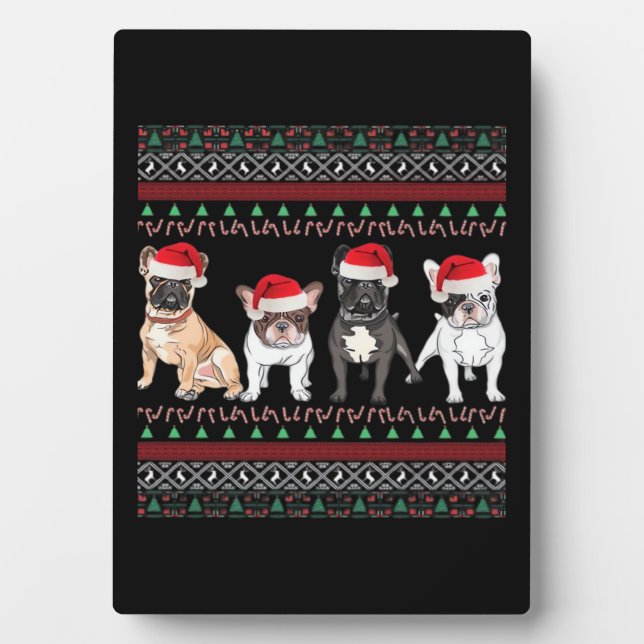 French Bulldog hässlicher Weihnachtspullover Essen Fotoplatte (Vorderseite)
