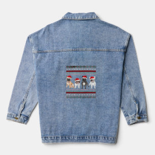 French Bulldog hässlicher Weihnachtspullover Essen Jeansjacke