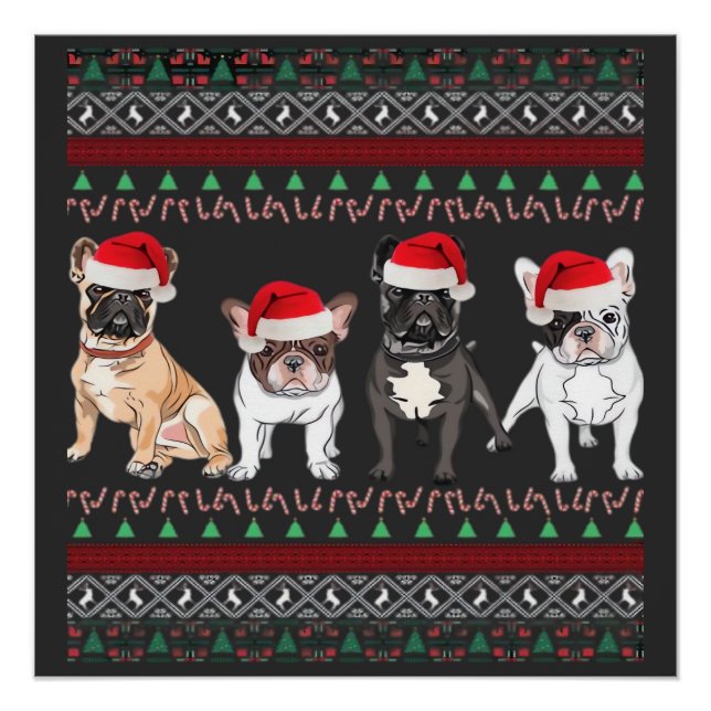 French Bulldog hässlicher Weihnachtspullover Essen Poster (Vorderseite)