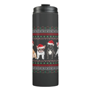French Bulldog hässlicher Weihnachtspullover Essen Thermosbecher