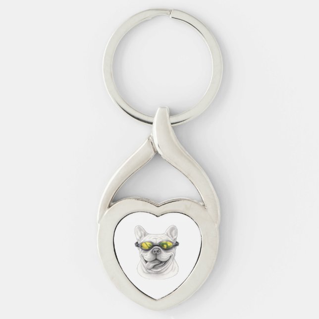 French Bulldog Heart Keychain  Schlüsselanhänger (Vorderseite)