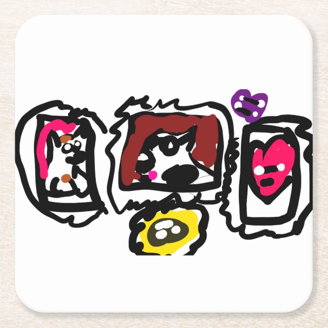 French bulldog hearts   rechteckiger pappuntersetzer (Vorderseite)