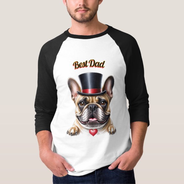 French Bulldog  Herz Vatertag Bulldog T-Shirt (Vorderseite)