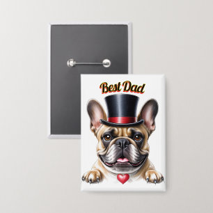 French Bulldog  Herz Vatertag Bulldogge Button