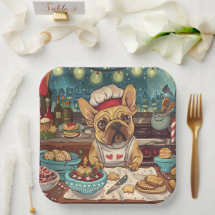 French Bulldog Holiday Baking: Festliche Weihnacht Pappteller