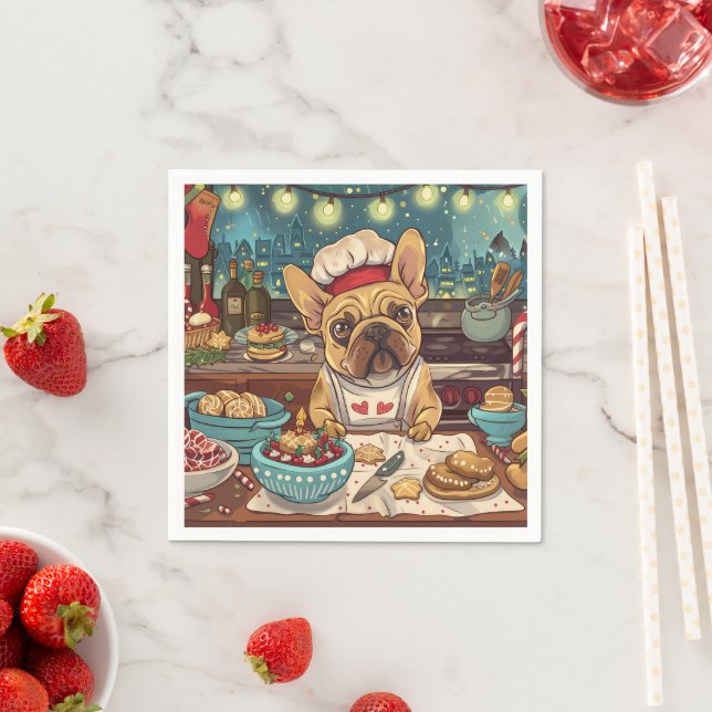 French Bulldog Holiday Baking: Festliche Weihnacht Serviette (Beispiel)