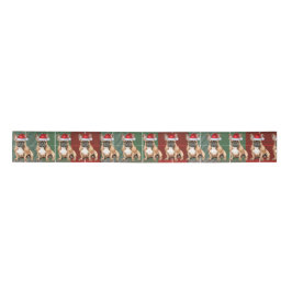 French Bulldog Holiday Plaid Funny Dog Christmas Satinband