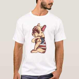 French Bulldog Hund Tattoo I Liebe Vater Funny Vat T-Shirt
