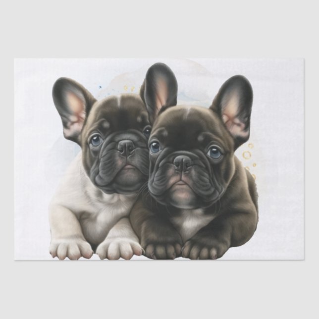 French Bulldog Hunde Niedlich Couple Seidenpapier (Vorderseite)