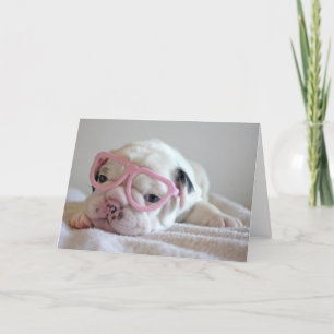 French Bulldog in Heart Glasses Karte