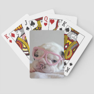 French Bulldog in Heart Glasses Spielkarten
