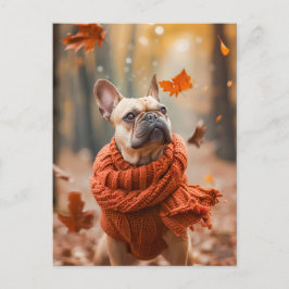 French Bulldog in Knitted Dog Attire Feiertagspostkarte