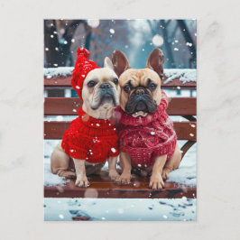 French Bulldog in Knitted Dog Attire Feiertagspostkarte