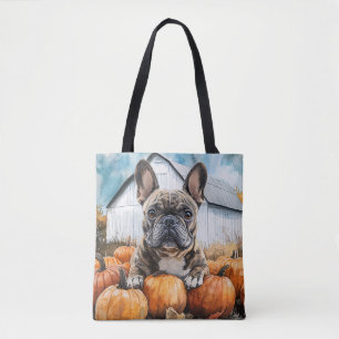 French Bulldog in Pumpkin Patch