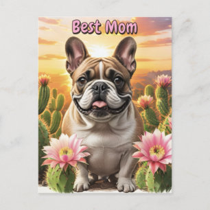French Bulldog Kaktus Französische Bulldogge Postkarte