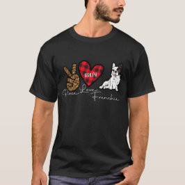 French Bulldog Kariert Peace Liebe Niedlich Dog T-Shirt