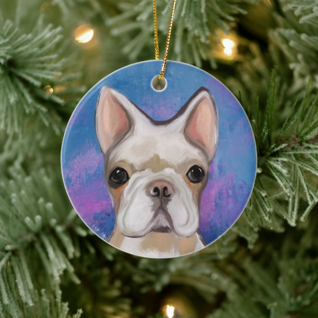 FRENCH BULLDOG KERAMIK ORNAMENT (Baum)
