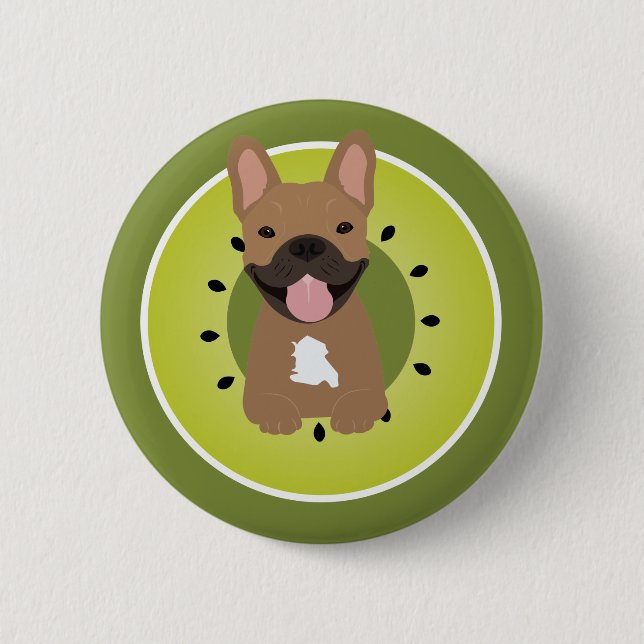 French Bulldog Kiwi Fruchtpapier Button (Vorderseite)