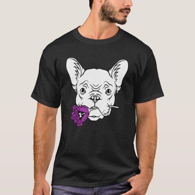 French Bulldog Lesbian Rose Lgbt Q Pride Flag Fren T-Shirt (Vorderseite)