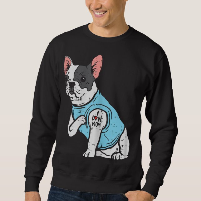 French Bulldog Liebe Mama Tattoo Frenchie Dog Eige Sweatshirt (Vorderseite)