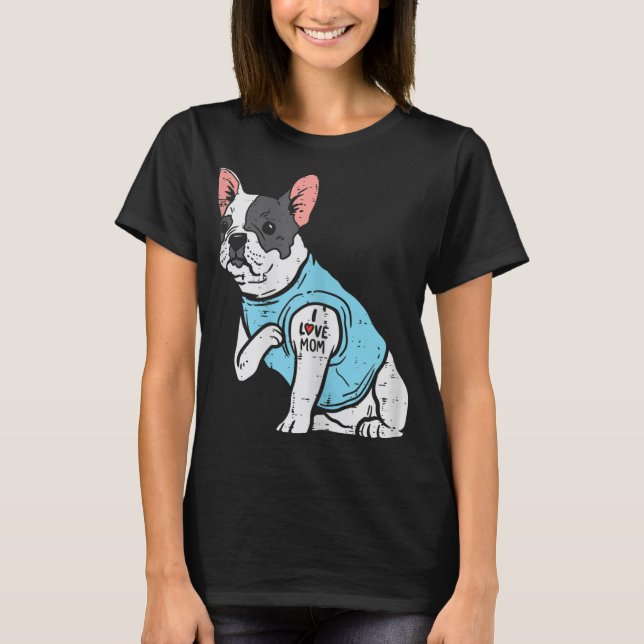 French Bulldog Liebe Mama Tattoo Frenchie Dog Eige T-Shirt (Vorderseite)