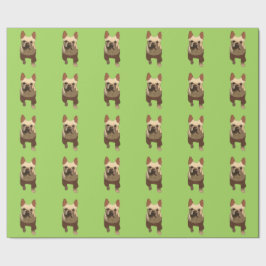 French Bulldog, Lime Green Geschenkpapier