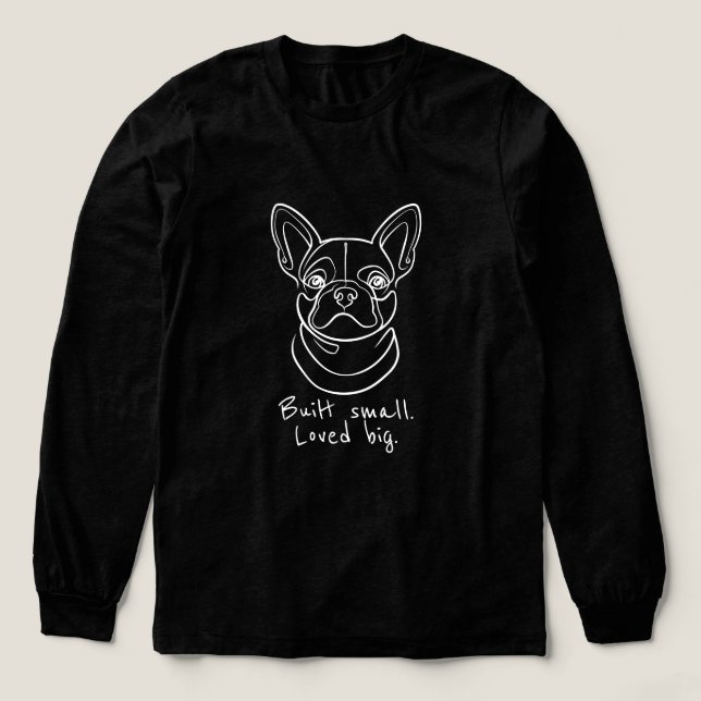 French Bulldog Line Art. Built Small. Loved Big. Tri-Blend Shirt (Design Vorderseite)