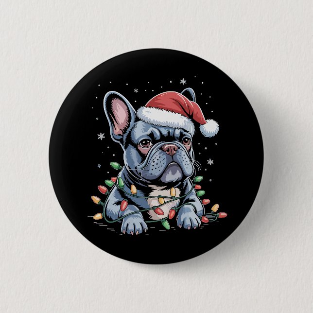 French Bulldog Lover Frenchie Weihnachtsfeier Xmas Button (Vorderseite)
