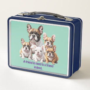 French Bulldog lustige Freunde Bulldoggen Metall Brotdose